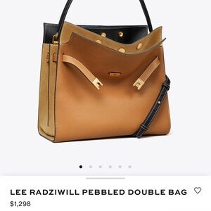 Tory Burch Tan and Black Pebbled Double Bag